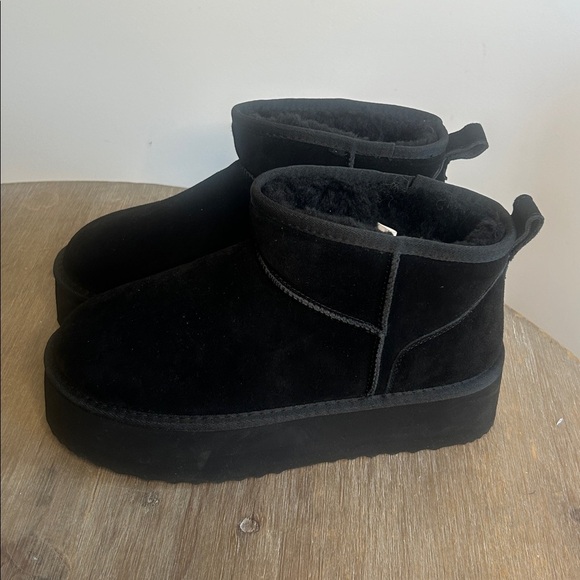 Dream Pairs Suede Mini Platform Boots Black Size 9 New - Picture 6 of 15